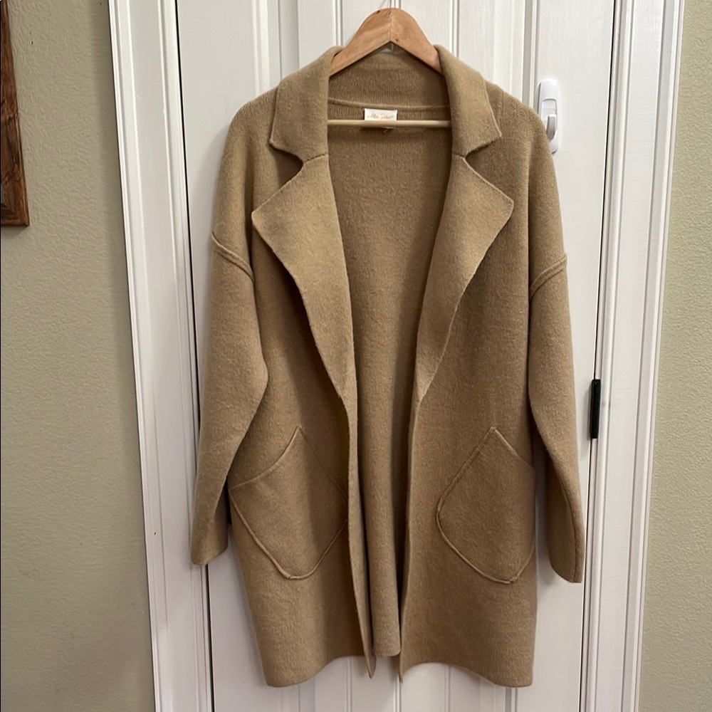 Allie Rose Tan Sweater Coat.  L